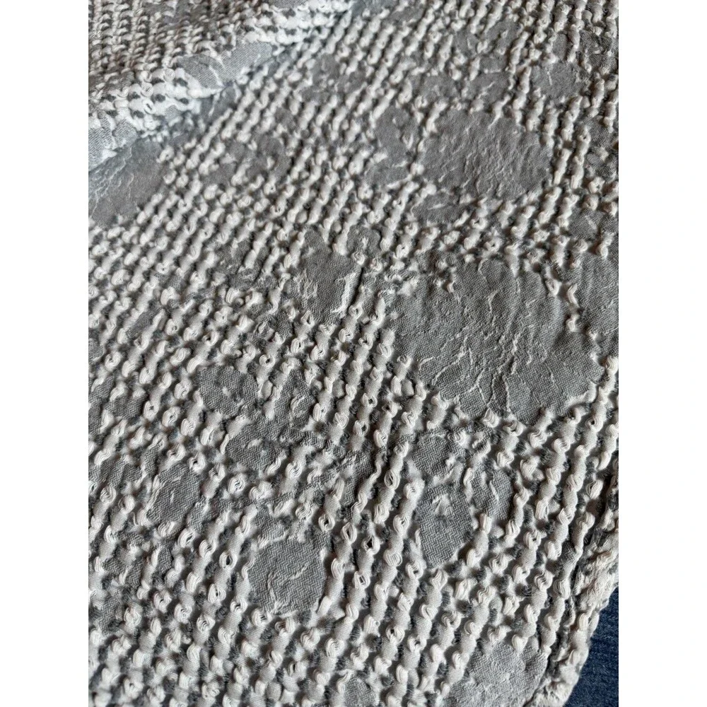 Vela Home Cotton Textured Throw Blanket 54” X 48” Made in Portugal Fringe